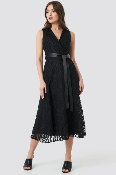 Trendyol Belted Detailed Animal Midi Dress - Black