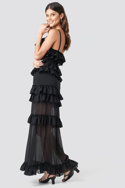 Na-kd Sheer Ruffle Detail Maxi Dress - Black