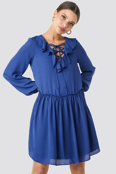 Trendyol Binding Detail Frill Dress - Blue In Indigo