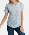 Lucky Brand Floral-print Cotton T-shirt In Blue