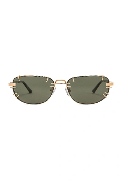 Y/project Pronged Sunglasses In Horn, Light Gold & Olive Green
