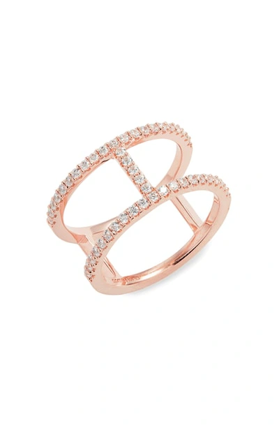 Apm Monaco Croisette Pave Double Band Ring In Rose Gold