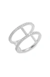 Apm Monaco Croisette Pave Double Band Ring In Silver