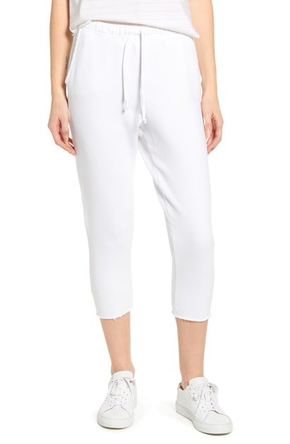 Frank Eileen Tee Lab Tee Lab Raw Hem Crop Sweatpants In White Modesens