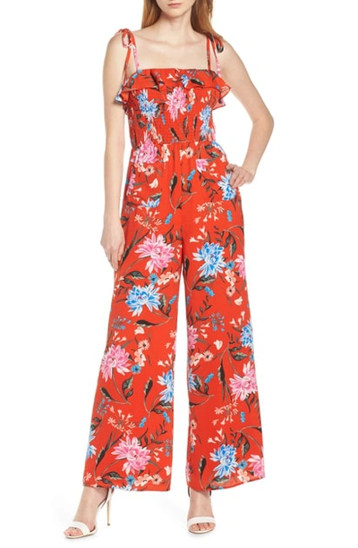 Ali & Jay Sangria Strapless Jumpsuit In Cayenne Floral