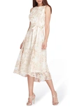 Tahari Floral Embroidered Dress In Champagne/ Petal