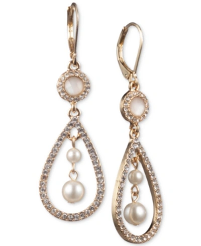 Anne Klein Gold-tone Imitation Pearl Orbital Drop Earrings