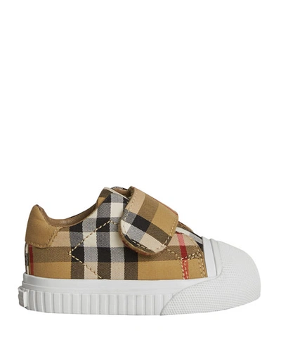Burberry Beech Check Sneakers With White Sole, Infant/toddler Sizes 3m-5t In Beige