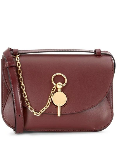 Jw Anderson Key Leather Cross-body Bag In Burgundy