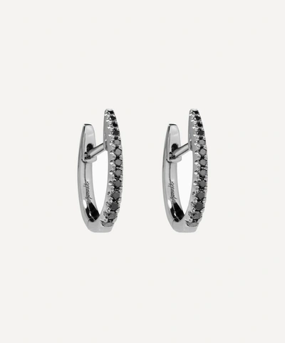 Annoushka 18ct Rhodium-plated White Gold Eclipse Black Diamond Fine Hoop Earrings In Gold And Black