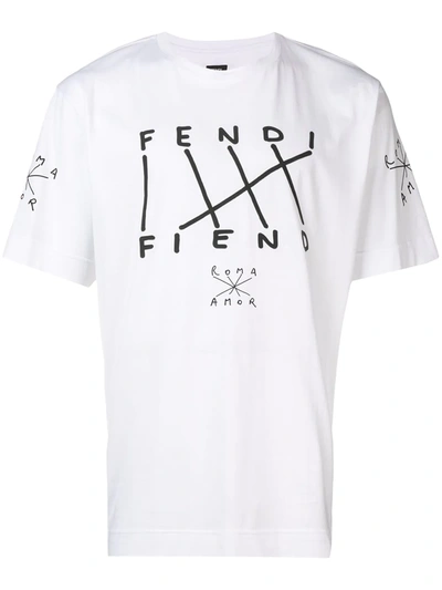 Fendi Fiend Print T In White