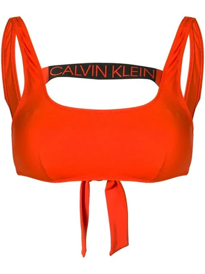 Calvin Klein Logo Tape Bikini Top - Orange