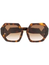 Valentino Oversized Frame Sunglasses In Brown