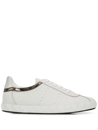 Emporio Armani Metallic Trainers In White