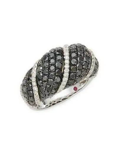 Roberto Coin 18k White Gold, Black Sapphire & Diamond Ring