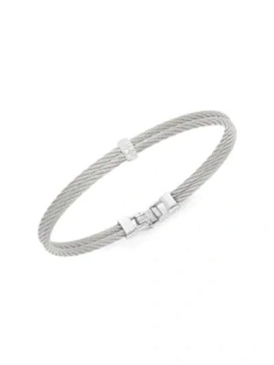 Alor 18k White Gold, Stainless Steel & Diamond Bracelet In Silver