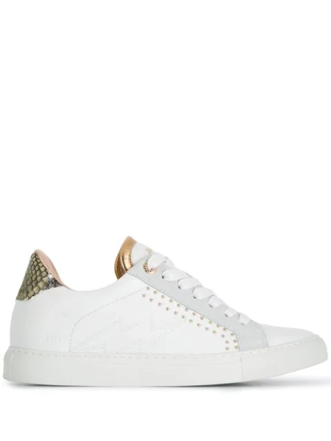 Zadig & Voltaire Zv1747 Low-top Studded Leather Sneaker In White | ModeSens