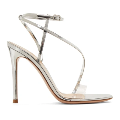 Gianvito Rossi Metallic Clear-strap Asymmetric Sandals In Transp