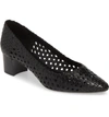 Aquatalia Pasha Woven Leather Block-heel Pumps In Black Leather