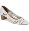 Aquatalia Pasha Woven Leather Block-heel Pumps In White Leather