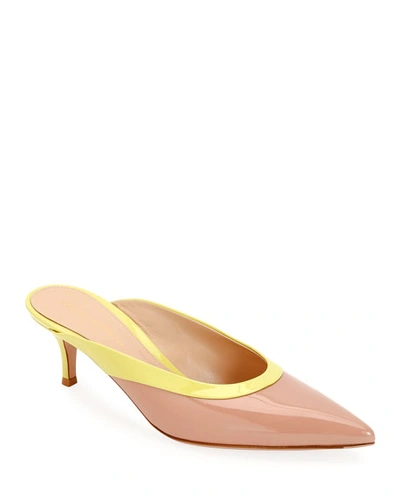 Gianvito Rossi Two-tone Patent Leather Mules In Yellow