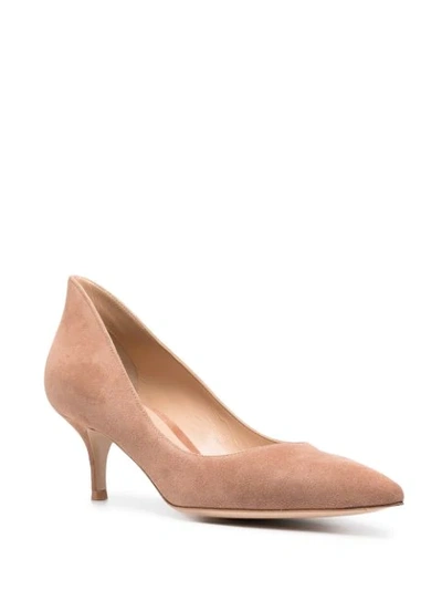 Gianvito Rossi High-back Suede Low-heel Pumps In Light Brown