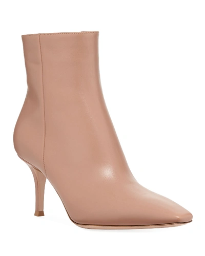 Gianvito Rossi Leather Mid-heel Booties In Light Brown