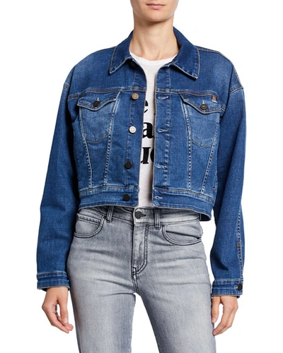 Atelier Notify Janis Cropped Denim Jacket In Medium Blue