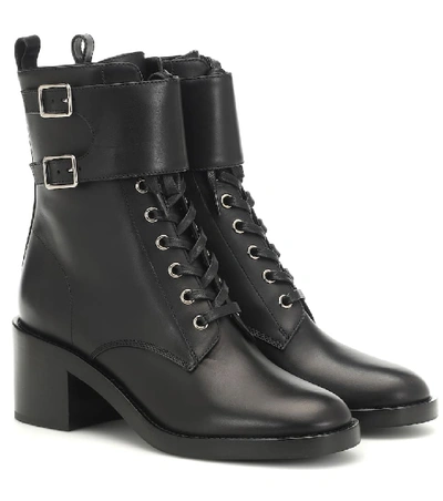Gianvito Rossi Lagarde Calf Leather Side-zip Combat Booties In Black