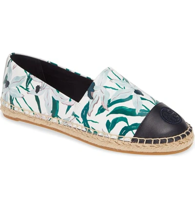 Tory Burch Printed Leather Slip-on Espadrilles In Ivory Desert/perfect Navy