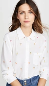 Rails Kate Printed Silk Button-front Top In Ivory Cocktail Hour