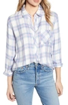 Rails Hunter Plaid Button-front Top In White Lavender Blue