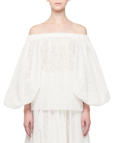 Alaïa Off-the-shoulder Full Sleeve Blouse In White