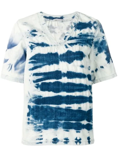 Stella Mccartney Short-sleeve Tie-dye Denim Blouse In Blue