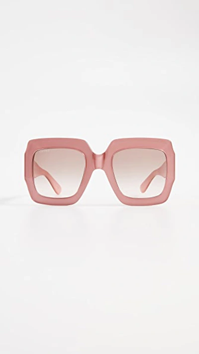 Gucci Pop Web Acetate Square-frame Sunglasses In Shny Multlay Gloss Rose/brn