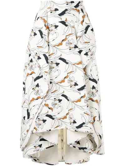 Acler Wilsdon Floral Asymmetric Skirt In White