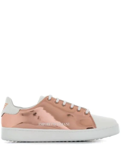 Emporio Armani Logo Print Sneakers In Gold ModeSens