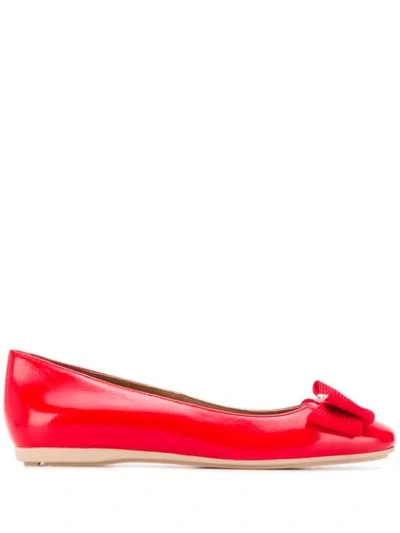 Emporio Armani Bow Embellished Ballerina Shoes In 00640 Red