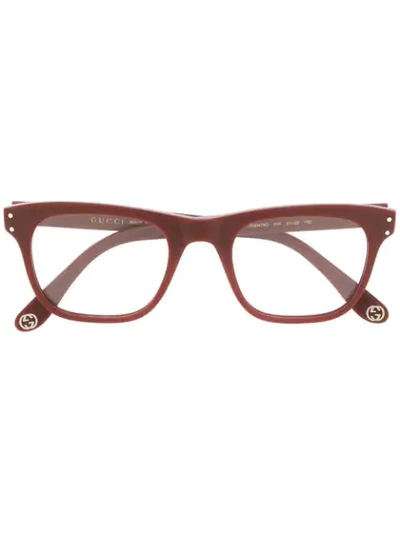 Gucci Square Frame Glasses In Red