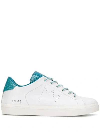 Leather Crown Glitter Detail Sneakers In White
