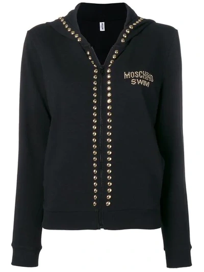 Moschino Studded Hoodie In Black