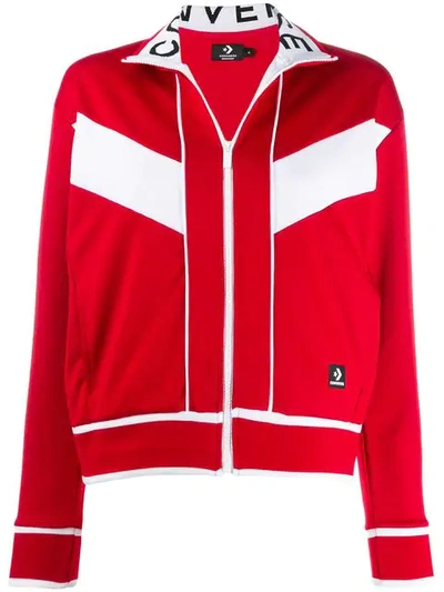 Converse Contrast Trim Jacket In Red