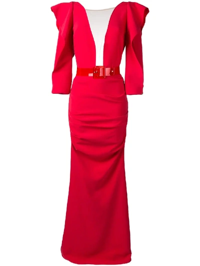 Elisabetta Franchi Ruffle Trimmed Dress In Red