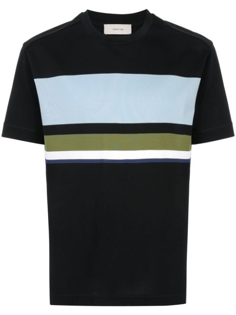Cerruti 1881 Striped Panel T-shirt In Black | ModeSens