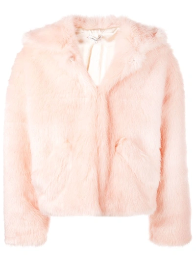Landlord Hooded Faux Fur Jacket In Pink