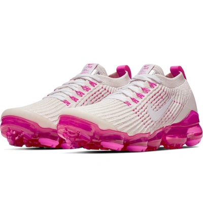 Nike Air Vapormax Flyknit 3 Trainer Sneakers In Phantom/ White/ Fuchsia/ Pink