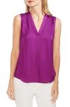 Vince Camuto Rumpled Satin Blouse In Rich Magenta