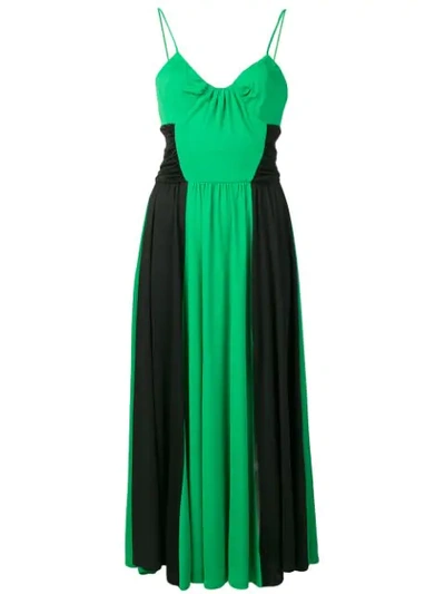 Msgm Ruched Panelled Dress In Green