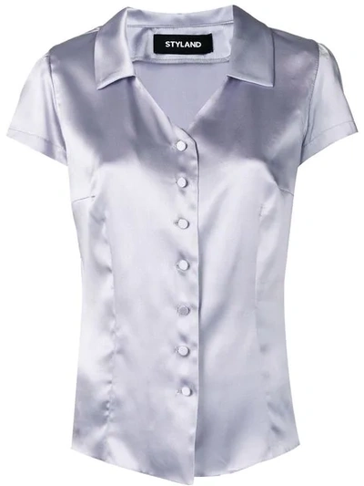 Styland Sheen Button Shirt In Blue