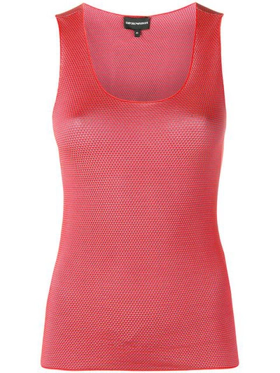 Emporio Armani Textured Tank Top In Red